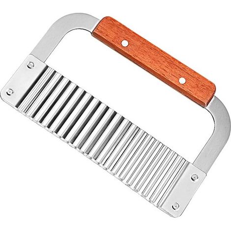 Coupe-frites ondulé – Acier inoxydable – Légumes, fruits – Coupe copeaux – Professionnel (1/5)