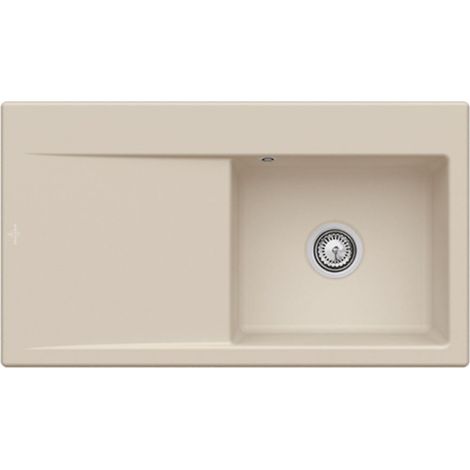 Fregadero derecho con desagüe automático VILLEROY ET BOCH Subway 50, cerámica almendra plus (1/2)