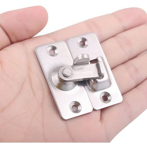 Loquet de porte en acier inoxydable, verrou à angle droit à 90 degrés (argenté)