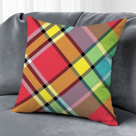Housse de coussin imprimé carreaux, décoration canapé,50×50cm (1/5)