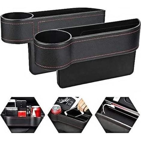 2-teilige Aufbewahrungsbox für den Spalt zwischen Autositz und Sitz, Seitentasche mit USB-Ladeanschluss (1/4)