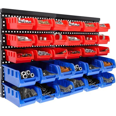 32 Pcs Wall Mount Storage Board Organiser Garage DIY Bin Panel Rack