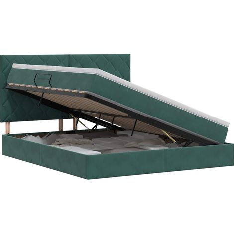 Maison Exclusive - Letto con contenitore e materasso Verde Scuro 140 x 200 cm (1/5)