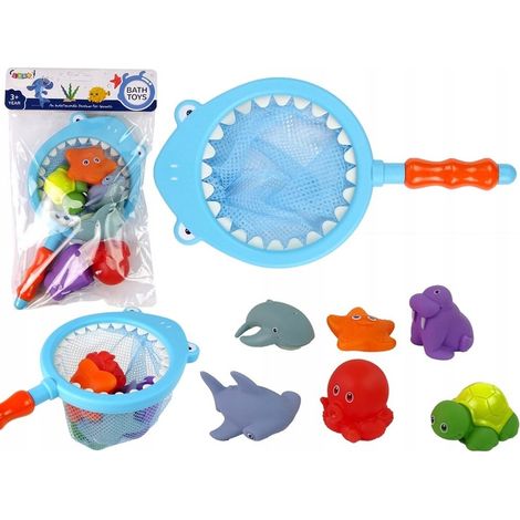 Set da bagno con animali acquatici, rete in gomma, squalo (1/5)