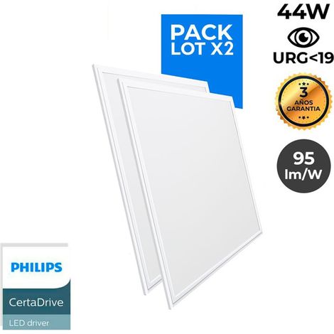 Barcelona Led – Lot de 2 panneaux LED 60x60 extra-plats – Driver Philips – 44W – Lumens 3800 – UGR < 19 – Installation encastrée