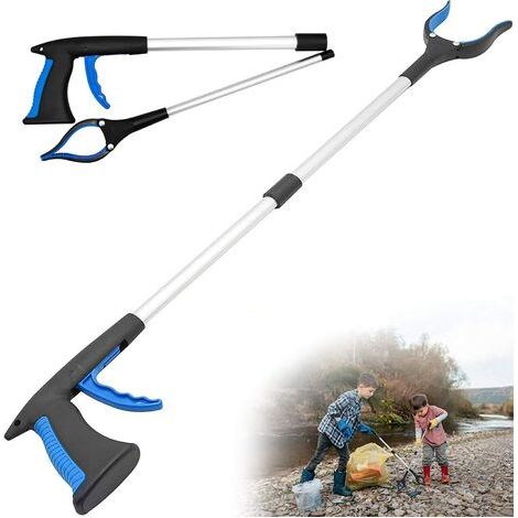 VURAHOME - Outils de Ramassage 81cm Pince de Préhension Objet Rotative Flexible Pliable Rétractables Metal pour Handicapé par Terre Les Jardin Dechets Extensible Pince Bleu (1/5)