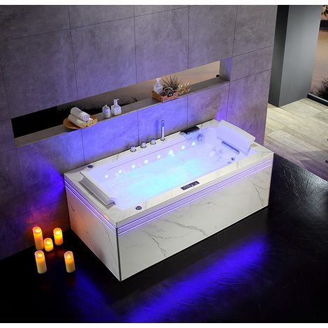 Boreal Sauna – Baignoire balnéo thérapeutique 170x86 cm – 2 places – 24 jets hydromassage + 16 jets d'air – Chromothérapie LED – Radio FM et Bluetooth (1/5)