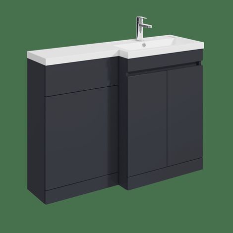 Balterley Tean 1100mm Floor Standing Compact Unit with Right Hand Polymarble Basin - Dark Grey