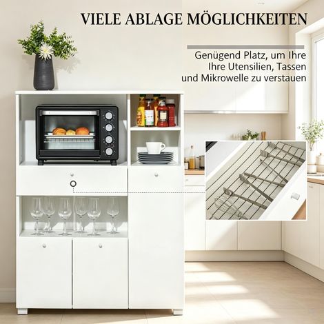Meuble de salon élégant, buffet moderne avec étagères ouvertes, tiroir, rangement polyvalent pour cuisine, armoire pratique à poser (meuble seul) (1/5)