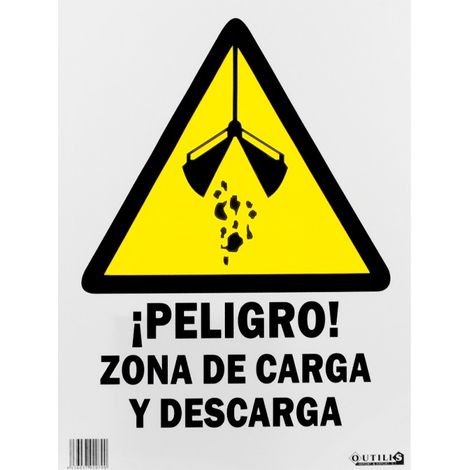 Señal de advertencia peligro zona de carga y descarga PELIGRO, plástico resistente 40x30 cm