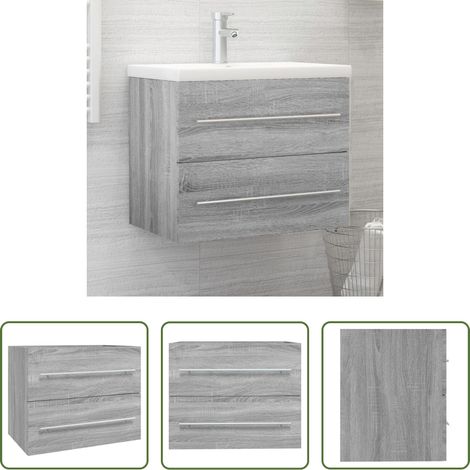 Badezimmer Schrank -  Waschbeckenschrank Grau Sonoma 60x38,5x48 cm Holzwerkstoff