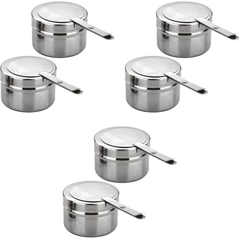 6Pack Stainless Steel Fuel Holders, Chafing Fuel Holders with Cover, Fuel Holder (1/5)