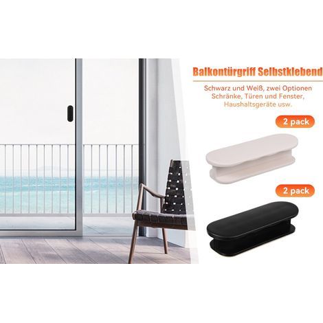 Set mit 2 selbstklebenden Balkontürgriffen, Terrassentürgriffen, Schubladengriffen für Möbel, Glastüren, Fenstergriffen – weiß (1/5)