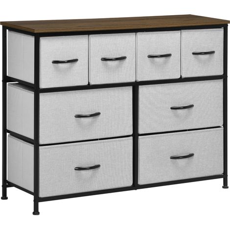 Commode 8 tiroirs SENNA noire et grise (1/5)