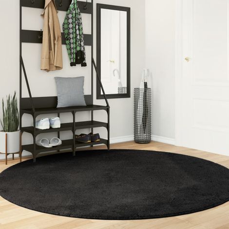 Tapis-Tapis de salon-Tapis Chambre HUARTE à poils courts doux et lavable noir Ø 200 cm 943954 (1/5)