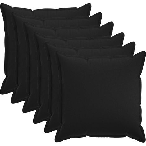 Funda de almohada 6 uds. HOUTEN Negro 60 x 60 cm Lino Sintético vidaXL