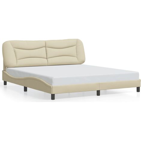 Lit double,Lit adulte,Cadre de lit sans matelas Hvar crème 180x200 cm tissu CFW4935660 (1/5)