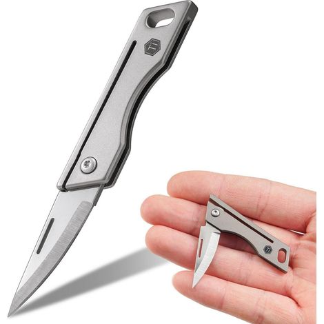 Mini Klappmesser Titan mit Schlüsselanhänger, rostfrei, für Outdoor & Alltag