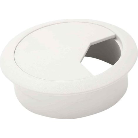 Cache-câbles de bureau, boîte de rangement pour ordinateur de bureau, boîte de rangement ronde anti-poussière en bois noir et blanc, aspect bois (1/5)