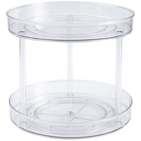 Drehteller, Küchenschrank, 2 Etagen, Gewürzkühlschrank, Lazy Susan Kitchen, Gewürzregal, Küchenaufbewahrung, Organizer, 23 cm