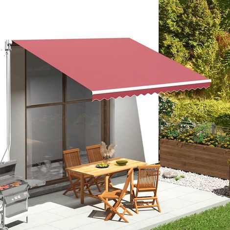 Toile de store banne de remplacement polyester rouge bordeaux 380x295 cm pour armature 400x300 cm - PANGIVO (1/5)