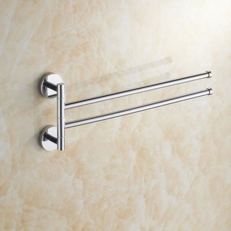 2 Barres Porte Serviette mural salle de bain Pivotantes ou Cuisine en Acier Inox. Porte-Vêtements Sèche-Serviettes Salle de Bain (1/4)