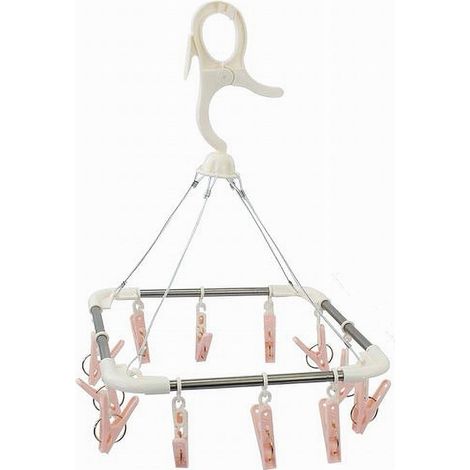 Trade Shop - Stendibiancheria 12 Pinze Mollette Quadrato Stendino Biancheria Con Gancio 79541 - (1/3)