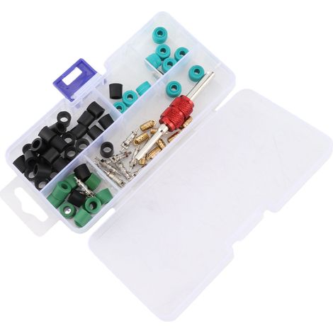 Kit de réparation pour climatisation 71 pièces avec 10 obus de valve, 50 joints de flexible et 10 valves (1/5)
