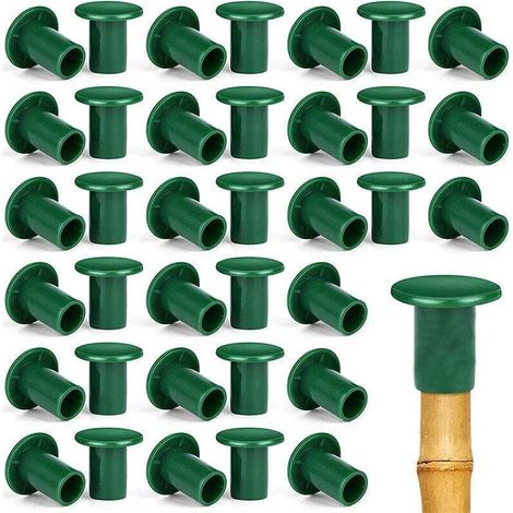 48PCS Capuchons de Protection, Capuchons de Sécurité en Caoutchouc pour Canne de Jardin, Support de Plantes, pour Canne de Bambou, vert,33cm (1/4)