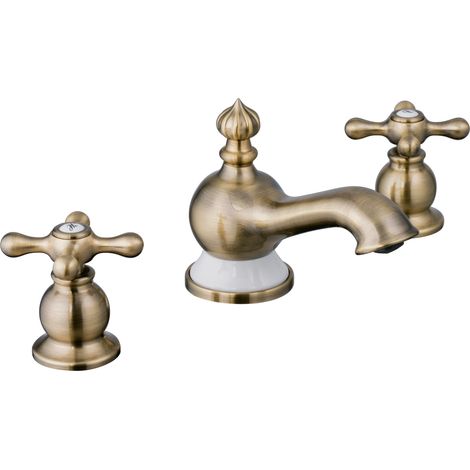 PaulGurkes Waschtischarmatur 3-Loch Retro Antik Bronze Messing (1/3)