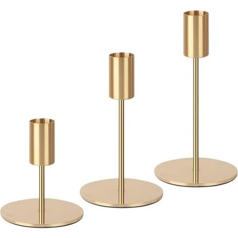 3 PCS Chandelier,Bougeoirs Dorés Taille 9/14/19 CM, Bougeoirs de Mariage, Parfaits pour Les Mariages, Décorations de Table pour la Saint-Valentin (1/5)