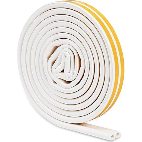 Joint Porte Isolation, Bande de Joint d'Étanchéité en Caoutchouc 9mm(L) X 6mm(H), Mousse Adhesive, D-Profil Calfeutrage Fenetre pour Preuve de Collision, Anti-Froid, Antichoc (24M) (1/5)