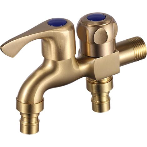 Séparateur de tuyau d'eau 2 voies, adaptateur de robinet de sortie double, séparateur de tuyau, séparateur de robinet de machine à laver, valve de séparateur de tuyau de jardin (1/5)
