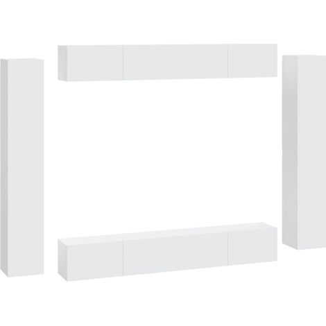 Maison Exclusive - 8-tlg. TV-Schrank-Set Weiß Holzwerkstoff