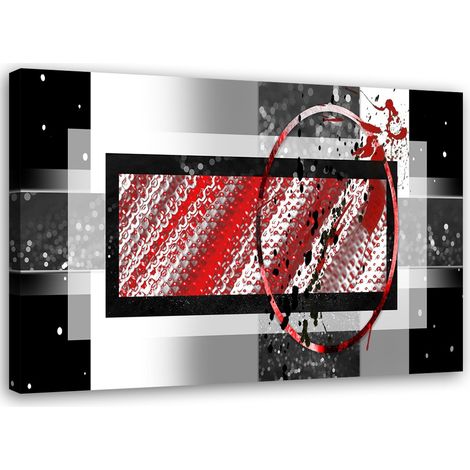 Quadro su tela, Astrazione geometrica rosso grigio - 90x60 (1/5)