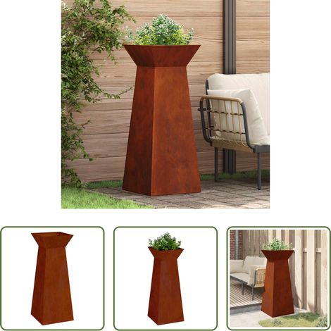 Pot extérieur - Jardinière à pilier Argent 40 x 40 x 100 cm (1/5)
