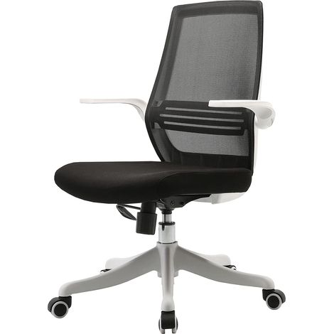 Silla de oficina ergonómica con reposabrazos y mecanismo basculante de malla negra BUR04106 (1/4)