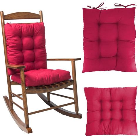 2 pièces Coussin de Chaise à Bascule, ensemble siège et dossier avec attaches, coussin de patio rembourré pour chaise longue (1/5)