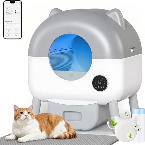 Devoko – Bac à litière autonettoyant 95L pour chat – Parfum intense – Contrôle via application – 7 lumières LED – Grande capacité (1/5)