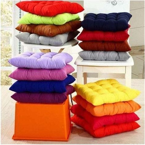 Lot de 6 coussins de chaise carrée 40x40 cm – 100 % polyester – Confort matelassé – Pour intérieur et extérieur (1/5)