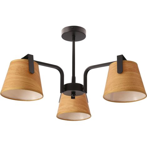 Plafonnier moderne noir bois 3xE14 Amberg Candellux (1/2)