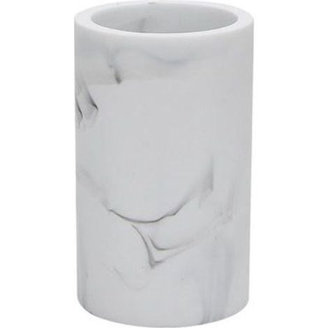 TRADE SHOP - Bicchiere Porta Spazzolini Effetto Marmo Bianco Accessorio Arredo Da Bagno 87830 -