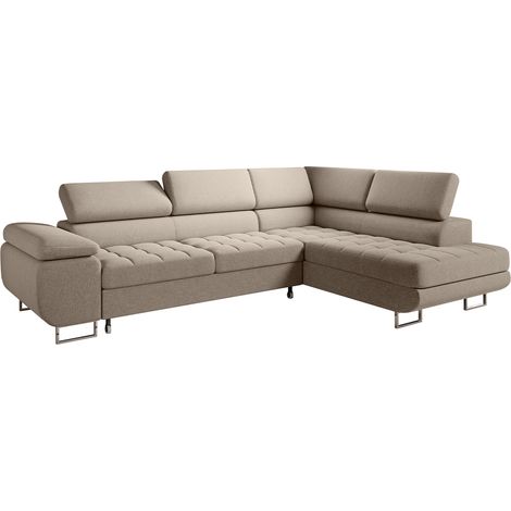 Canapé d'angle convertible droite 4 places Eden Taupe