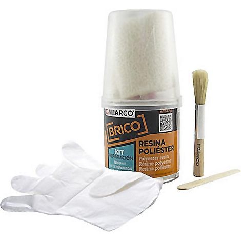 MIARCO kit reparacion 0.25m2 resina gris , Kit de reparación de uso fácil y rápido.Repara agujeros, hendiduras, partes corroidas y grietas en gran parte de superficies incluyendo m (1/2)