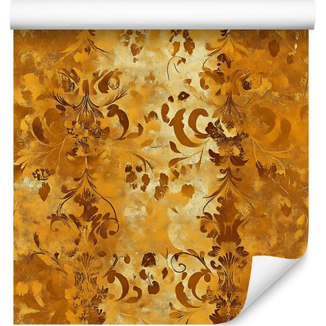 Carta da parati color oro anticato, oro, crema e arancione, 50x1000 cm (1/5)
