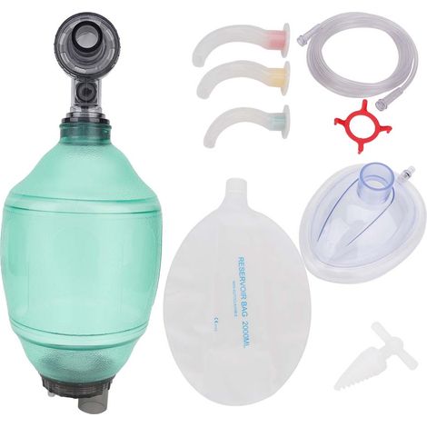 Réanimation manuelle Adulte Ambu Bag PVC, kit de premiers secours, appareil respiratoire simple (Vert, taille unique) (1/5)