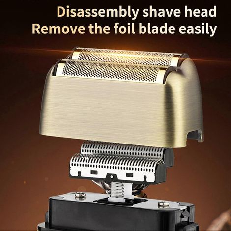 Hommes Rasoir Métal Plein Double Grille Réversible Haute Vitesse Barbe Rasage Affichage LCD Puissance Rasage Tête Rasée (1/4)