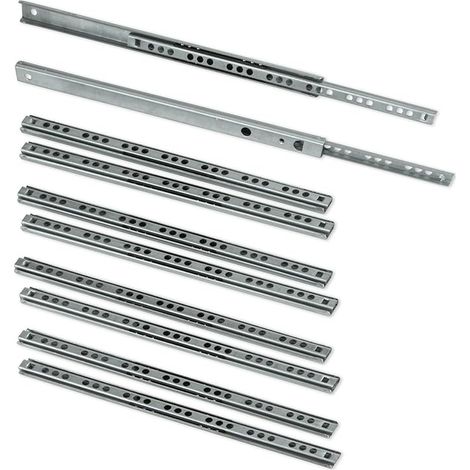 3009805 Lot de 5 paires (10 pièces) Coulisses/Glissières à Billes Extrait Partie 17mm x 278mm pour Tiroir, Zingué (1/5)