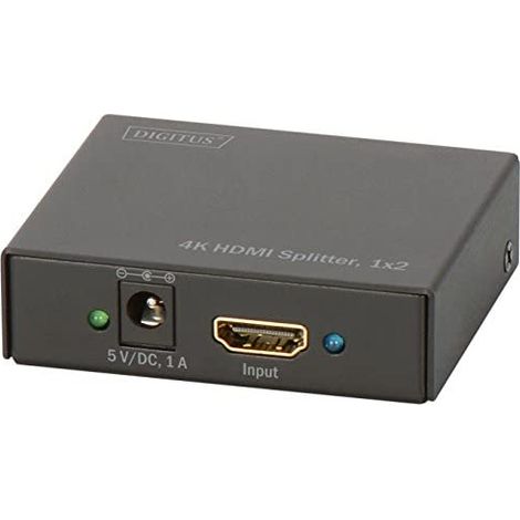 Splitter HDMI Digitus DS-46304 a 2 Porte con Support 3D, Risoluzione 4096x2160, Custodia in Metallo, Nero (1/4)