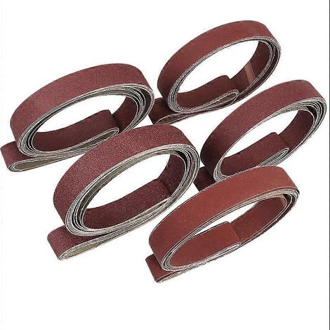 Lot de 25 bandes abrasives 1 x 42 pouces en alumine pour ponceuse à bande (5 de chaque grain : 80, 120, 150, 240 et 400). (1/5)